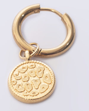 creool leopard skin rond goud madhura bags oorbellen